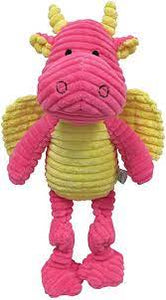 FouFit Stuffed Dog Toy Knotted Dragon Pink and Yellow Large